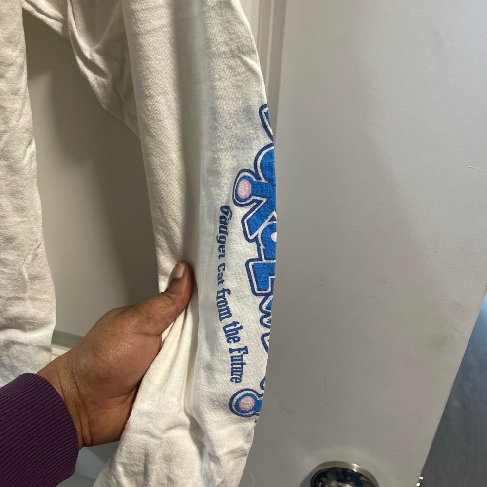 Doraemon Cream Long Sleeve Mens Shirt - Picture 5 of 7